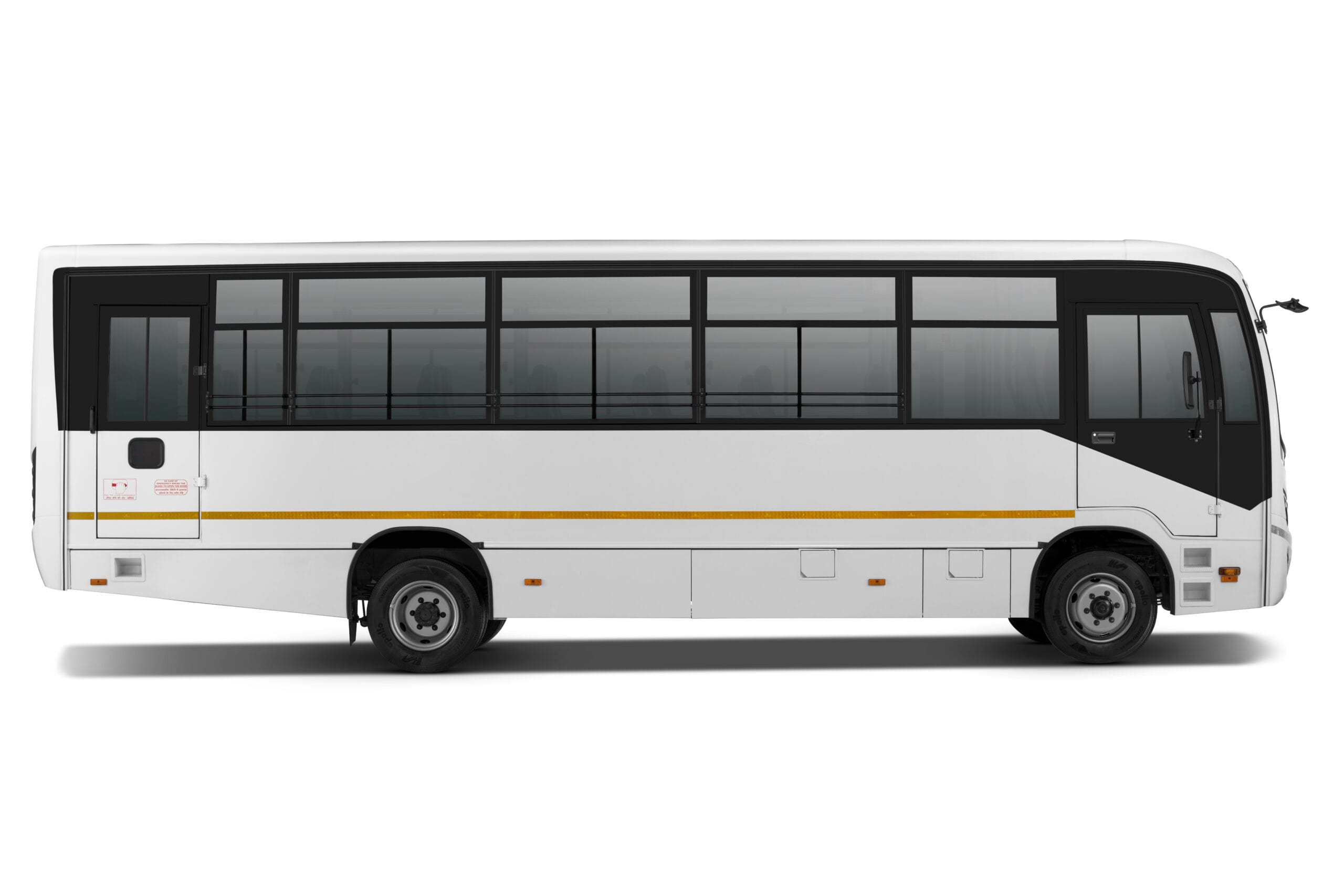 White bus side view